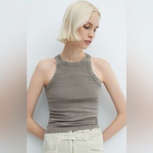MANGO Ribbed Fitted Top